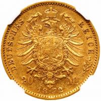 German States: Prussia. 20 Marks, 1872-A NGC AU55 - 2