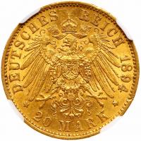 German States: Prussia. 20 Marks, 1894-A NGC AU55 - 2