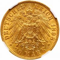 German States: Prussia. 20 Marks, 1898-A NGC About Unc - 2