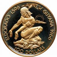 Guyana. 100 Dollars, 1976 Choice Brilliant Proof