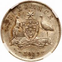 Australia. Sixpence, 1919-M NGC AU55 - 2