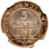 Canadian Provinces: Newfoundland. 5 Cents, 1947-C NGC MS64 - 2