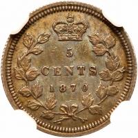 Canada. 5 Cents, 1870 NGC AU53 - 2