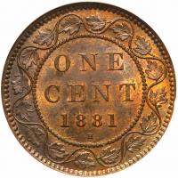 Canada. Cent, 1881-H ANACS MS63 RB - 2