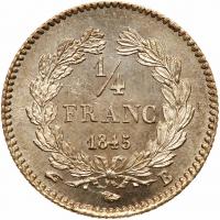 France. Â¼ Franc, 1845-B Brilliant Unc - 2