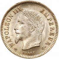 France. 20 Centimes, 1868-A Choice Brilliant Unc