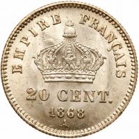 France. 20 Centimes, 1868-A Choice Brilliant Unc - 2