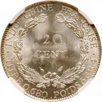 French Indochina. 20 Cents, 1937 NGC MS65 - 2