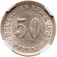 Germany. 50 Pfennig, 1875-F NGC MS62 - 2