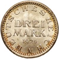 Germany. 3 Mark, 1924-A Brilliant Unc - 2