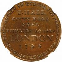 Great Britain. Middlesex. Conder Halfpenny, 1795 NGC MS63 BR - 2