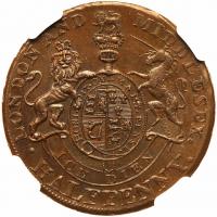 Great Britain. Middlesex. Conder Halfpenny, ND NGC MS63 BR - 2
