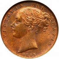 Great Britain. Farthing, 1853 ANACS MS63 RB