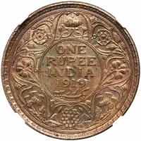 India-British. Rupee, 1919 (B) NGC MS64 - 2