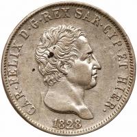 Italian States: Sardinia. 5 Lire, 1828-P About EF