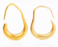 1st Millennium Ancient Hoop Earrings with Thickened Base in 23K Yellow Gold