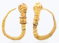 Greek 3rd Century B.C. Lion's Head Earrings in High Karat Yellow Gold