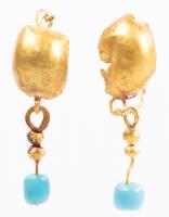 Roman 1st-3rd Century 23 Karat Gold and Turquoise Drop Earrings