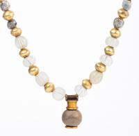 1st-2nd Century A.D. Roman Glass and High Karat Yellow Gold Bead Necklace