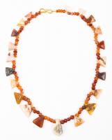 Ancient Carnelian, Agate and Hardstone Beads Spanning Centuries Fashioned Into a Striking Modern Necklace with a 22K Modern Clas