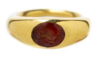 Ancient Intaglio with Image of an Eagle in Flight 22K Yellow Gold, Modern Ring