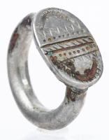 5th Century Silver Egyptian Ring with Compelling Engravings on the Face