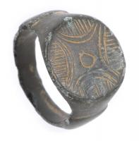 Engraved Roman Bronze Ring, 4th Century A.D.