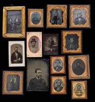Collection of 20 19th Century Photographs: Mix of Daguerreotypes, Ambrotypes and Tintypes all Men, Likely Two Civil War