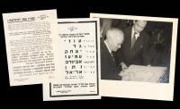 Ben-Gurion, David: Boldly Signed Photograph in Mat Dated May, 1947. Also Two (2) Israeli Broadsides in Remembrance of Assaults i