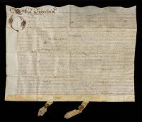 Beautiful English Indenture on Vellum with Two Heavy Wax Seals Dated June 20, 1657