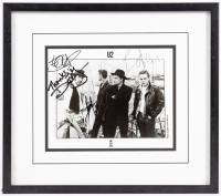 U2: Inscribed and Signed Photo by Bono, The Edge, Adam Clayton and Larry Mullen ca. 1988