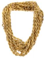 Ten (10) Identical 18K Yellow Gold Rope Chains