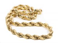 Men's Medium Length, 14K Yellow Gold, High End, Diamond Cut Rope Chain: 24" and Weighing 171.5 grams