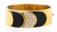 Women's Stunning 18K Yellow Gold, Diamond and Onyx Bracelet