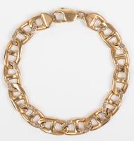 Men's 14K Yellow Gold Mariner Link Chain Bracelet with Diamond Accents