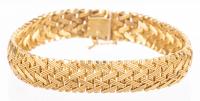 Lady's 14K Yellow Gold Italian Bracelet in a Unique Basket Weave Pattern