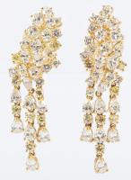 Spectacular 14K Yellow Gold Drop/Chandelier Earrings with 8.5 Carats of Pear & Round Brilliant Cut Diamonds