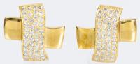 Fine Pair of 18K Yellow Gold Pave Diamond Earrings in a Contemporary "X" Pattern Boasting 1Â½ Carats of Nice Diamonds