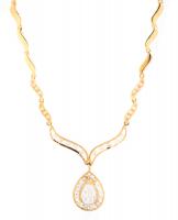 Beautiful Women's 18K Fancy Link Yellow Gold Diamond Necklace with Center Pendant Boasting a 1.21 Carat Pear Shaped Diamond