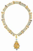 Lady's Vintage Revival 18K Yellow Gold and Enameled Locket Necklace, Striking Craftsmanship