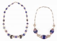 Two Egyptian Sterling Silver and Glass Bead Necklaces. Casual and Appealing