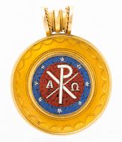 AEI Pendant from the 20th Century with Pax Alpha Omega Symbol in Enamel on Verso in 18K Yellow Gold