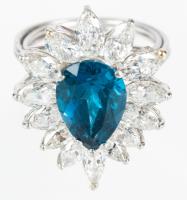 Lady's Dazzling Platinum, 2Â½ Carats in Diamonds and London Blue Topaz Ring