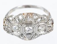 Lady's Antique Platinum Filigree and Old European Cut Diamond Ring