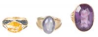 Three Lady's Rings all in 14K Yellow, White and Rose Gold Boasting Star Sapphire, Citrine and Topaz