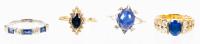 Collection of Lady's Jewelry in 14K Yellow or White Gold, Sapphires and Diamonds; Rings, a Bracelet and Pendant