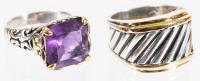 John Hardy 18K White Gold and Amethyst Ring + David Yurman 14K White and Yellow Gold Ring