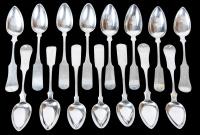 16 Heavy Sterling Silver Spoons, 19th Century Early 20th Century. Classic Design, Engraved