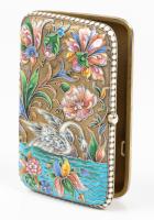 Important Russian Enamel Cigarette Case, "The White Swan", Prior to 1908. Spectacular Craftsman and Artistry