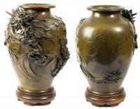 Monumental and Stunning Early 20th Century Archaic Patinated Bronze Chinese Vase with Extraordinary Dragon Motif.